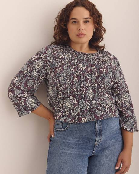 Pintuck Long-Sleeve Blouse