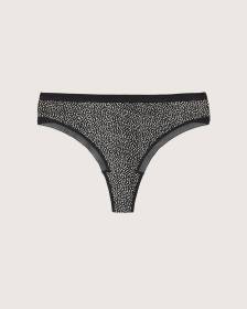 Jersey Cotton Lace Thong, Black and White Print - ti VOGLIO