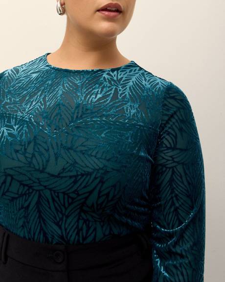 Haut à col rond en tissu dévoré