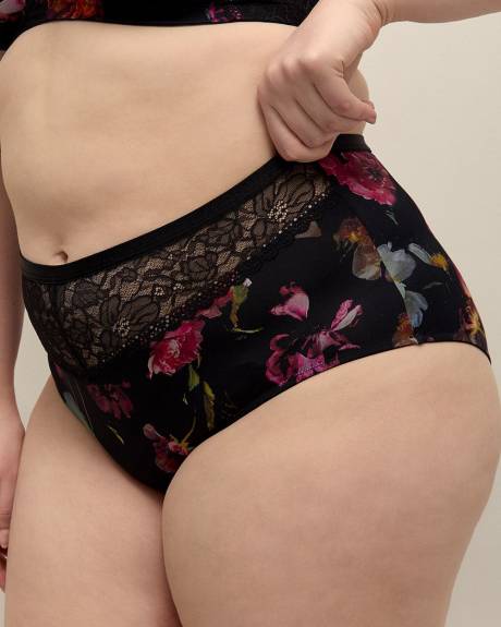 Culotte classique fleurie avec bande de dentelle - Déesse Collection