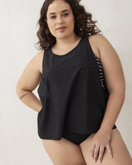 Solid Tankini with Printed Bandeau - Active Zone