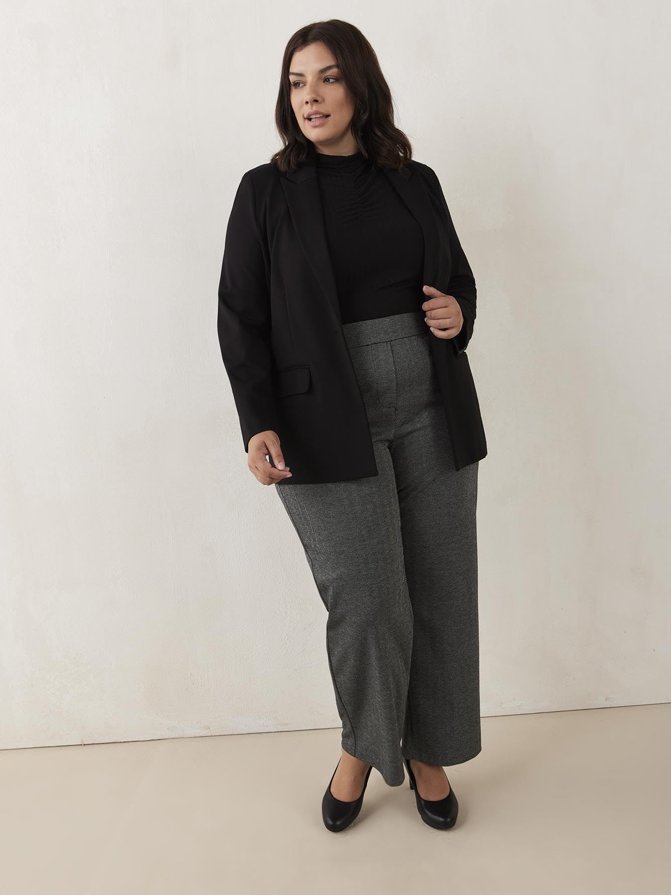 Solid Funnel-Neck Top with Elbow Sleeves | Penningtons