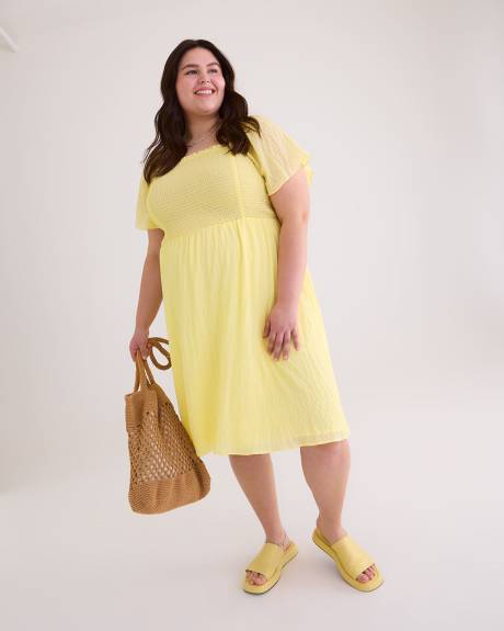 Fit and Flare Square-Neck Dress