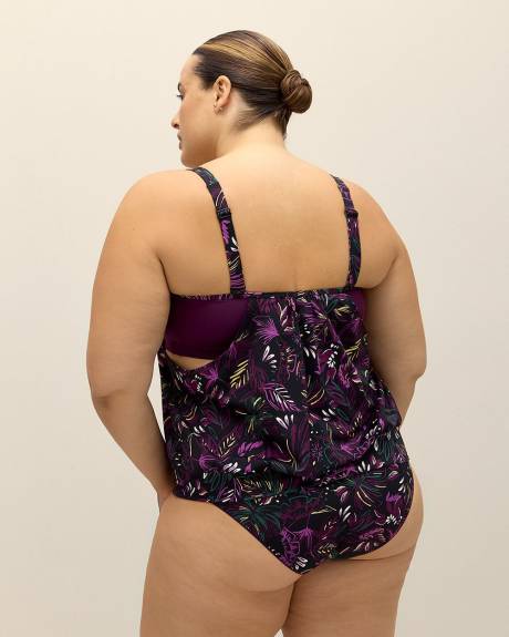 Leaf-Print Tankini with Under Crop Top