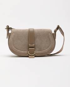 Faux-Suede Equestrian Crossbody Bag