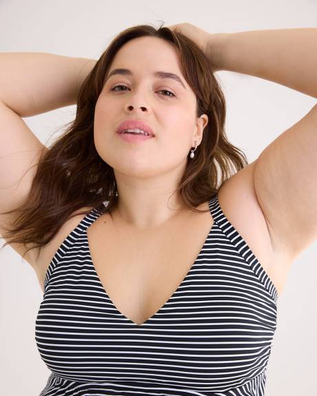 Striped Short Swing Tankini Top