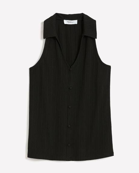 Halter Knit Top with Open Shirt Collar - Addition Elle
