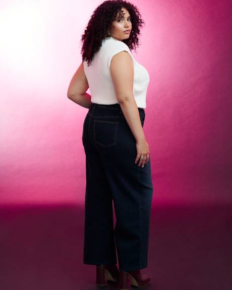 Jean taille haute à jambe très évasée, tissu responsable - Addition Elle
