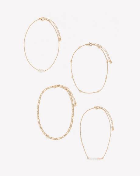 Bracelets de chevilles avec perles, ens. de 4