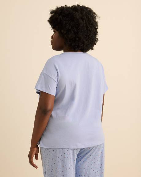 T-shirt de pyjama &agrave; manches courtes avec petite poche, coupe carr&eacute;e - ti Voglio