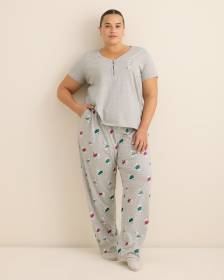 Grey Dalmatian-Print Heather Knit Pyjama Pant - ti Voglio