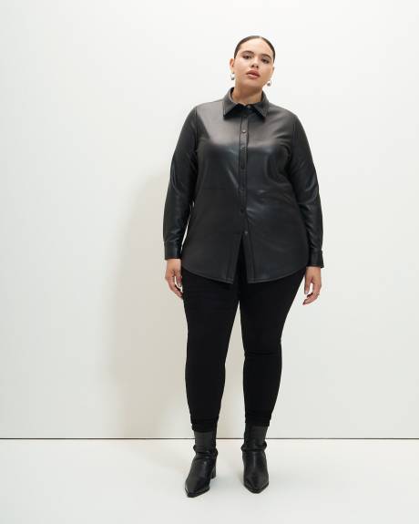 Faux Leather Buttoned Down Tunic - Addition Elle