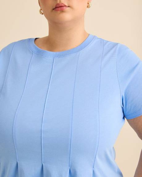 Short-Sleeve Pintuck Knit Top