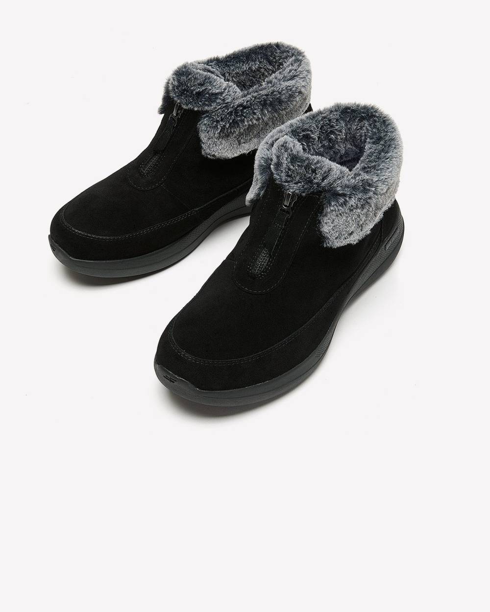 Wide Width Front Zip Suede Bootie with Faux Fur Skechers