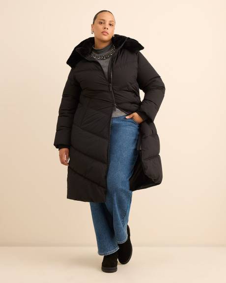 Manteau matelassé long, tissu responsable Manteau matelassé long, tissu responsable