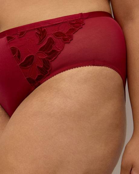 Red High-Cut Brief with Velvet Lace - Déesse Collection