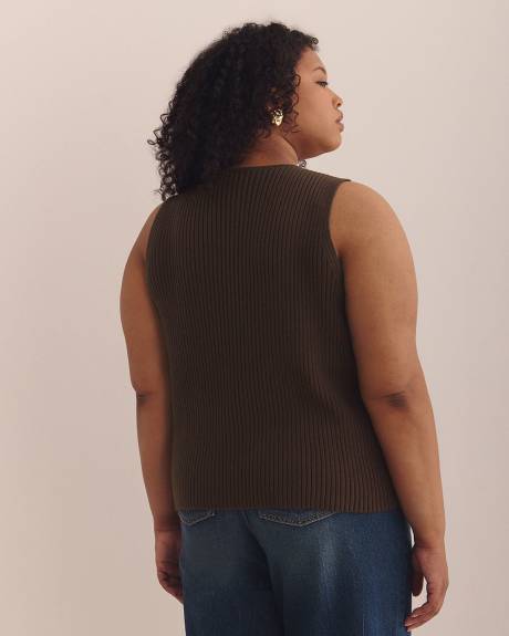 Sleeveless Sweater Vest with Tie-Front