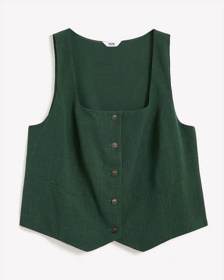 Veste sans manches ajustée à encolure carrée