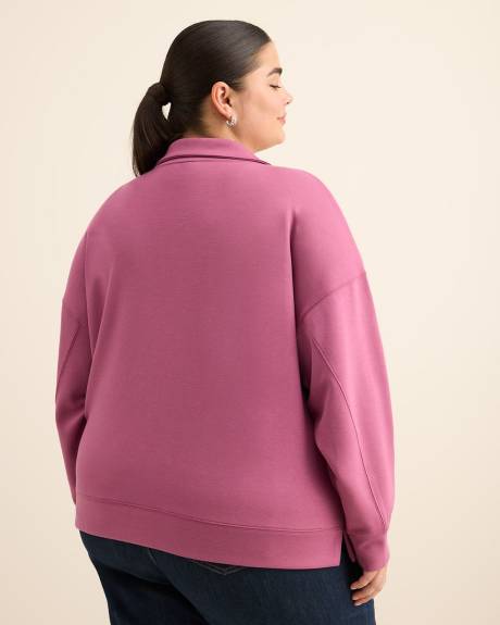 Long-Sleeve Zippered Mock-Neck Top
