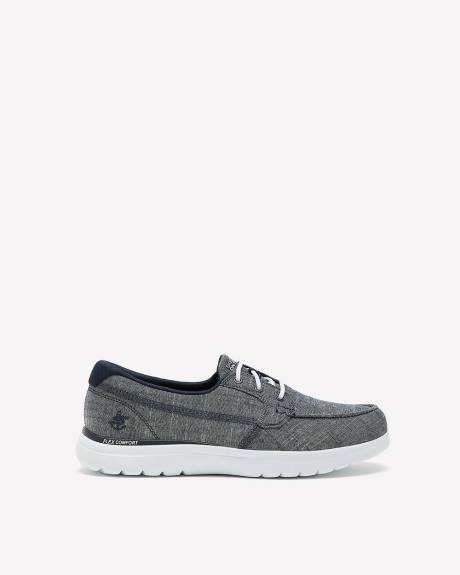 Chaussure bateau en lin chiné, pied large - Skechers