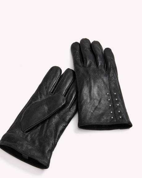 Black Studded Leather Gloves