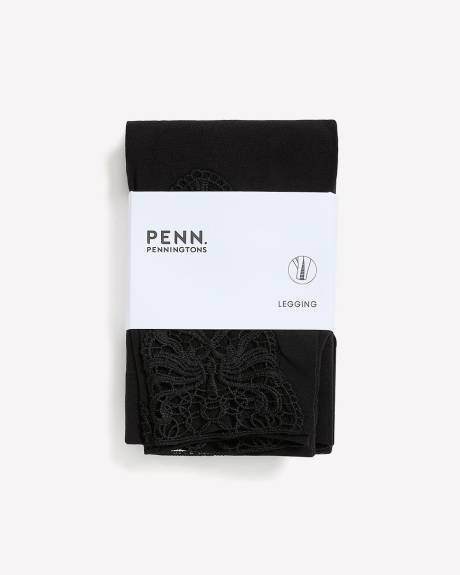 Legging mode noir avec ourlet crochet&eacute;