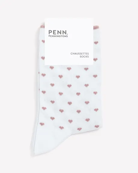 Small Crew Socks with Heart Print