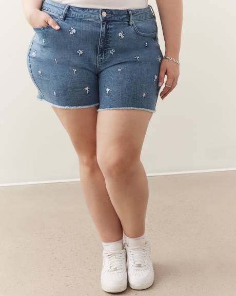 Responsible, Embroidered Denim Shorts, Medium Wash - d/C JEANS