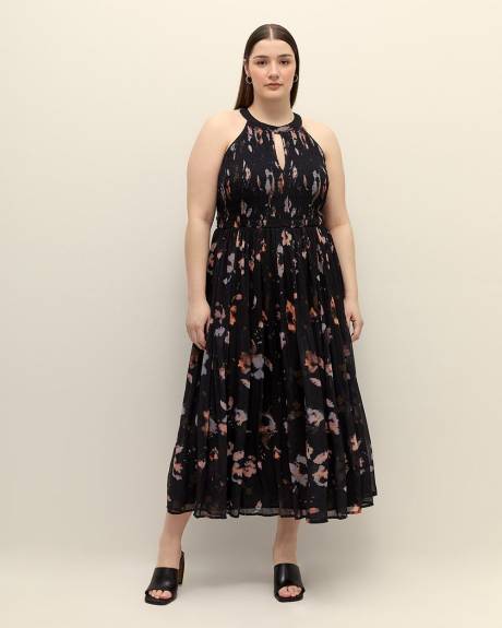 Black Textured Halter Maxi Dress - Addition Elle