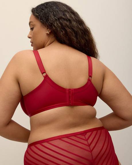 Red High-Cut Brief with Striped Mesh Back - Déesse Collection