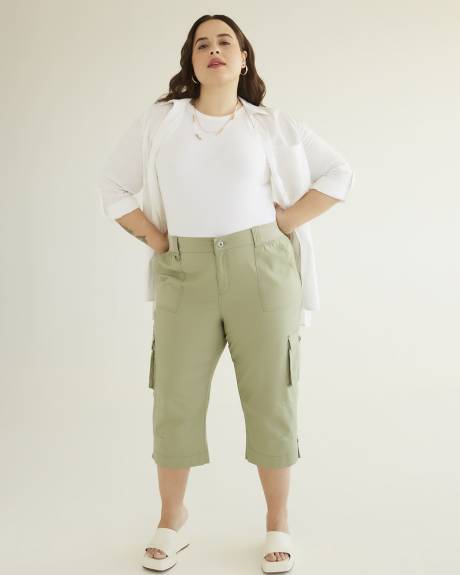 Pantalon capri avec bande de taille côtelée