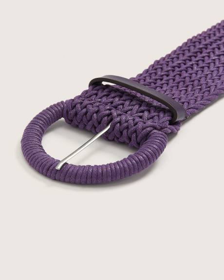 Braided Straw Belt with Self-Sovered Buckle