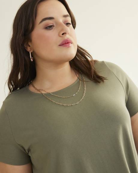 Short-Sleeve Swing Knit Dress