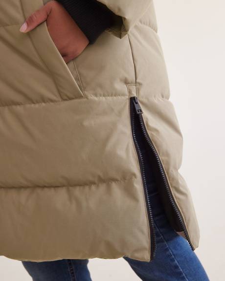 Responsible, Knee-Length Parka with Removable Faux-Fur Hood