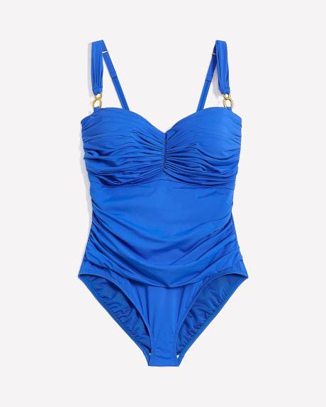 Maillot une-pièce froncé bleu de style bandeau, avec armatures - Bleu by Rod Beattie