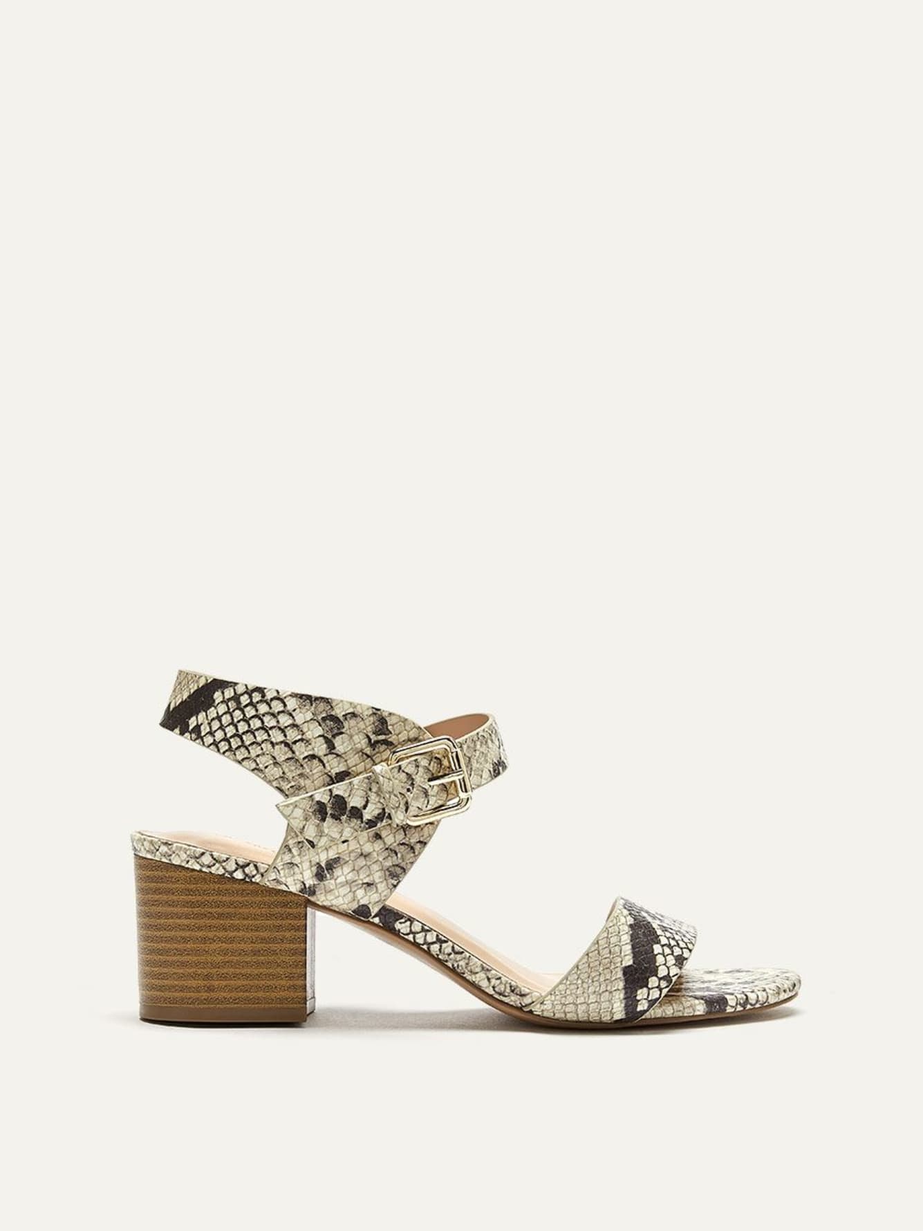 snake block heel sandals