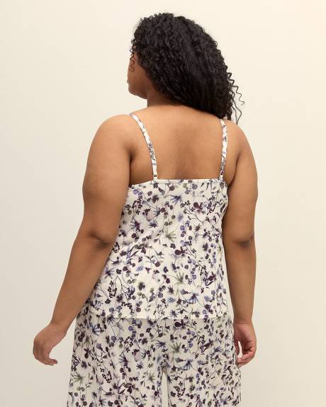 Camisole de pyjama en satin fleuri avec col en V - Déesse Collection