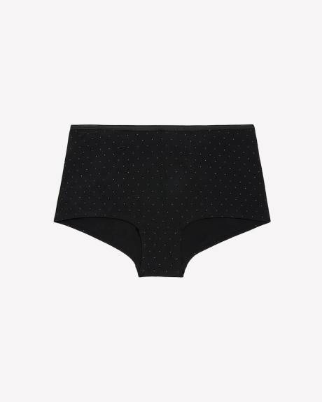 Culotte garçonne en coton noir à pois avec élastique scintillant - ti Voglio
