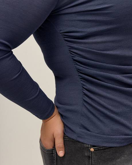 Boat Neck Top with Ruched Side Seams - Addition Elle