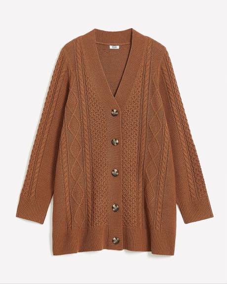 Cardigan boutonné avec mailles torsadées