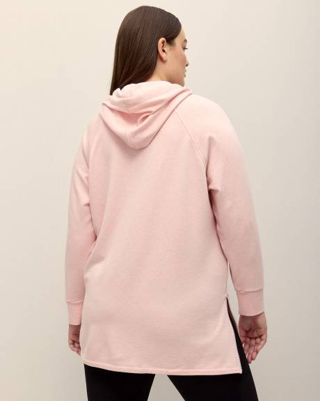 Hooded Fleece Tunic with Cut and Sew Details - Active Zone