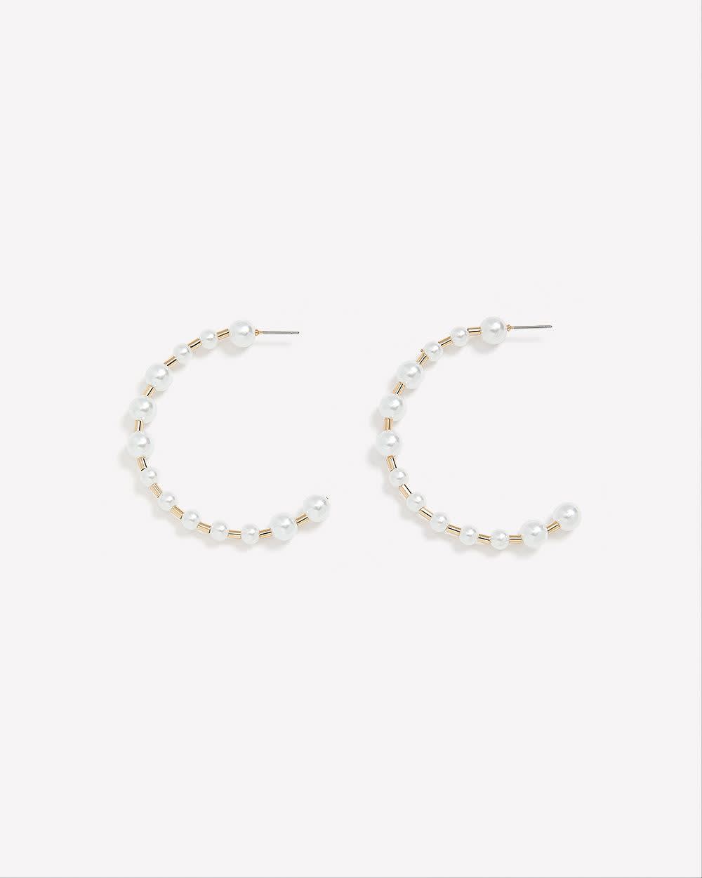 Single pearl hoop earrings outlet
