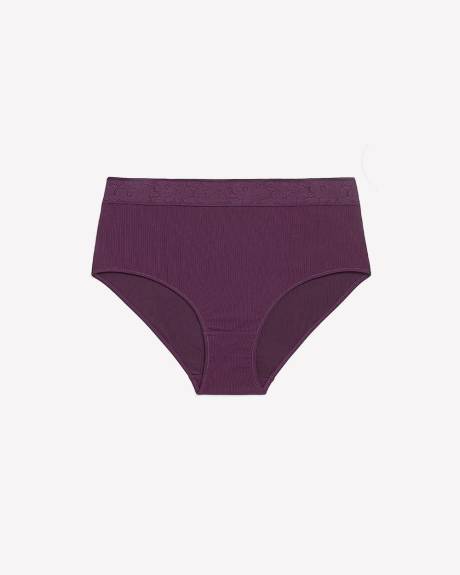 Ribbed Full Brief with Lace Elastic - ti Voglio