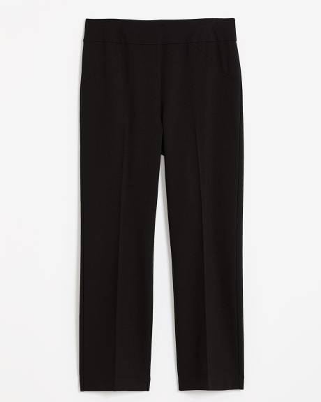 Petite, Black Essential Ponte de Roma Sculpting Straight-Leg Pant