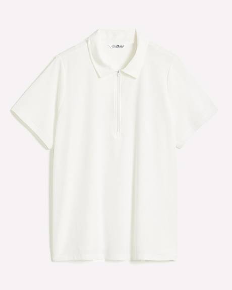 Pique Short-Sleeve Zip Polo Top - Active Zone