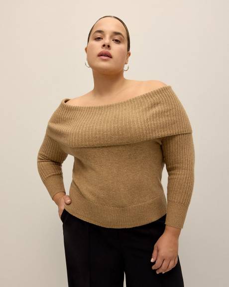 Folded-Over Off-Shoulder Sweater - Addition Elle