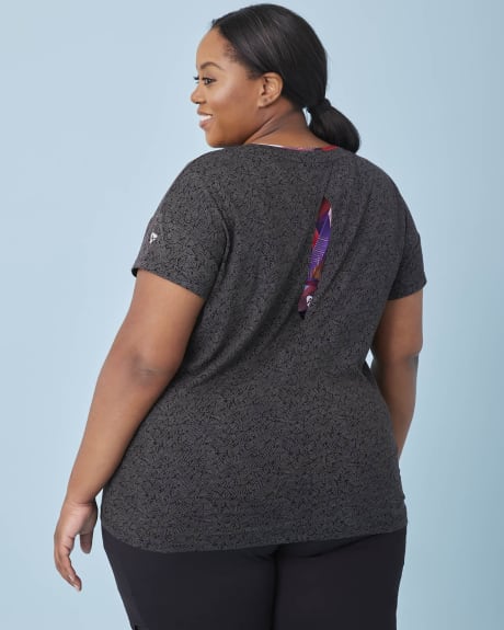 Printed Cocoon T-Shirt with Overlap Keyhole Back Detail - Active Zone