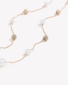 Long Station Necklace with Pearls