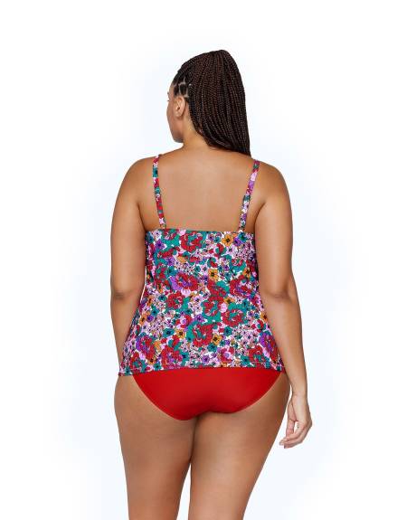 Floral-Print Aeries Tankini Top - Raisins Curve