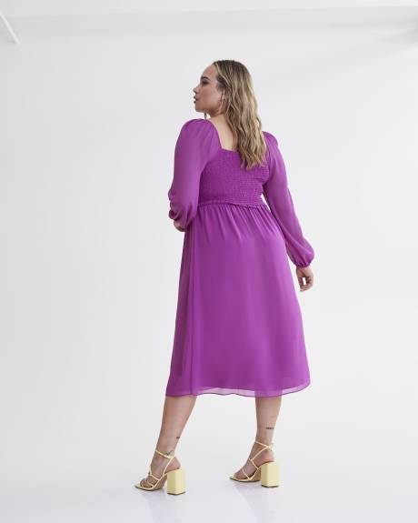 Smocked Chiffon Midi Dress - Addition Elle